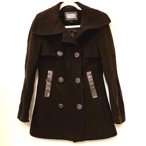 Mackage Academia Coat Wool Cashmere  Peacoat Dark Brown Size Small Mob Wife
